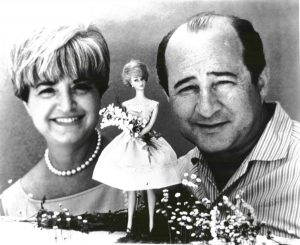 Ruth and Elliot Handler, both raised in Colorado, pose with an early version of Barbie. Photo courtesy of Mattel