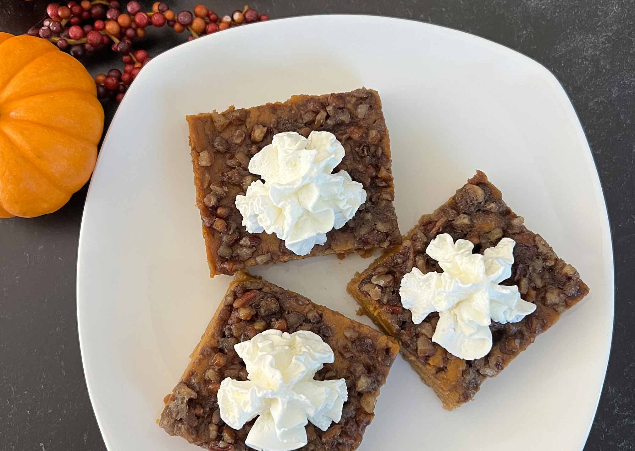 Pumpkin Pie Squares With Oatmeal Crust