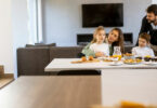 Family pictured with family dinner