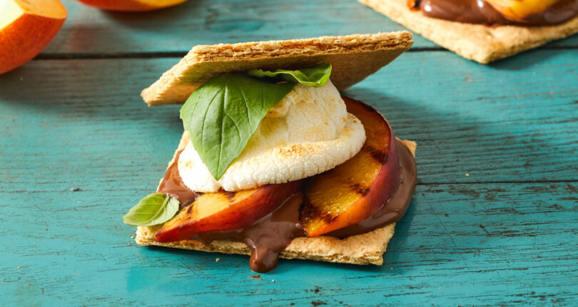 Grilled Peach Basil Smores