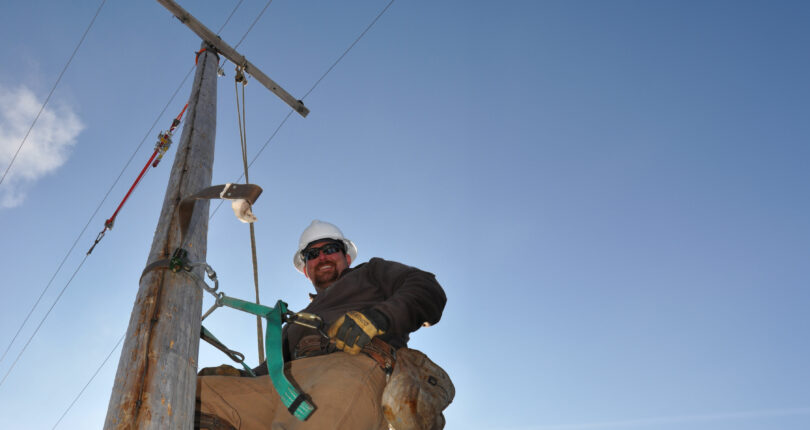 Lineworker on Pole