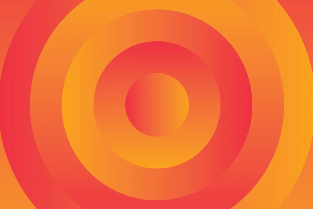 A series of concentric circles in shades of orange and red, creating a gradient bullseye pattern.