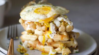 Stuffing Waffles with Fried Eggs & Gravy